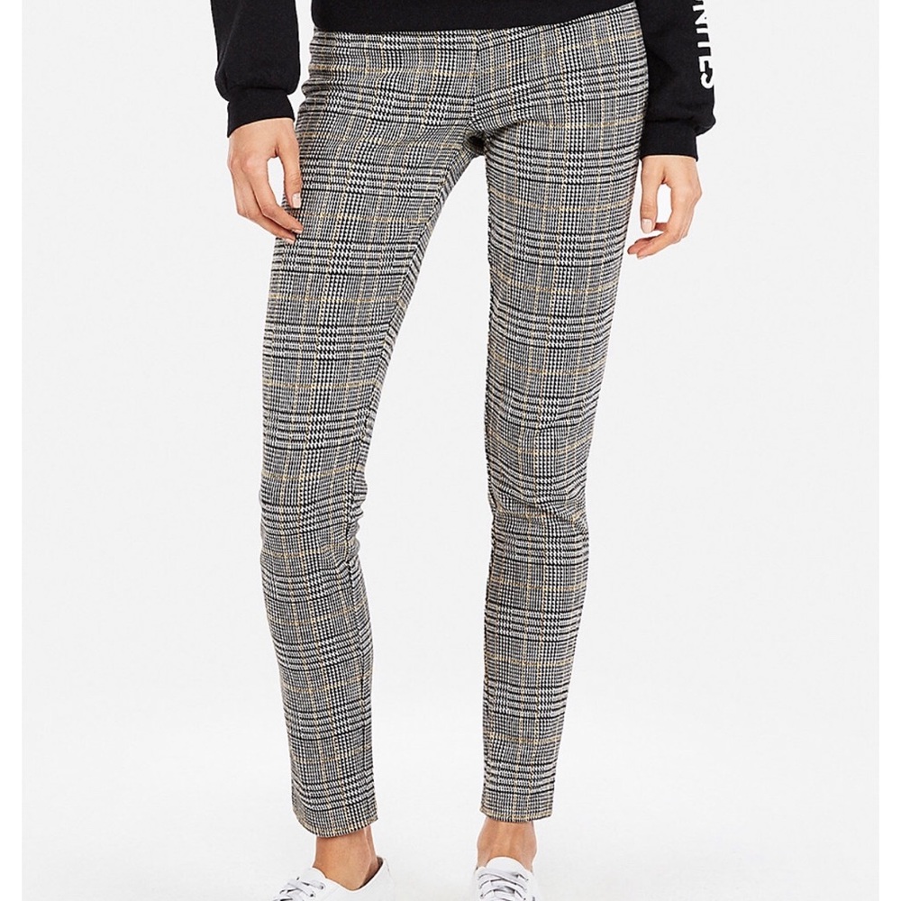 EXPRESS High Waisted Plaid Pull-On Leggings